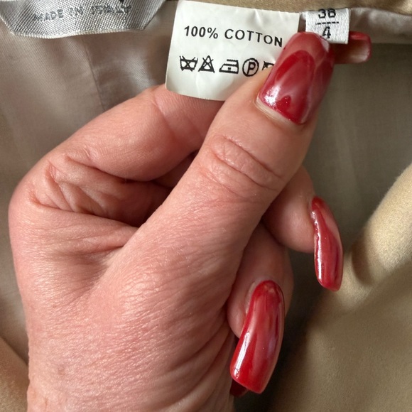 BARNEYS NEW YORK JACKET TRENCH COAT ITALY SIZE 38 4 TAN COTTON BUTTONS POCKETS - Picture 13 of 15